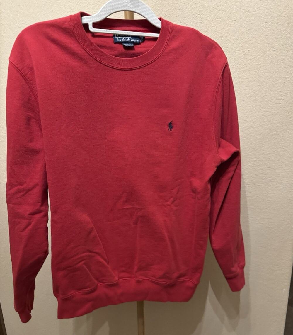 Vintage 90s Polo Ralph Lauren Crewneck Sweatshirt Red Size M Essential VTG